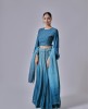 Blue Ombre Bell Sleeve Crop Top and Skirt Set